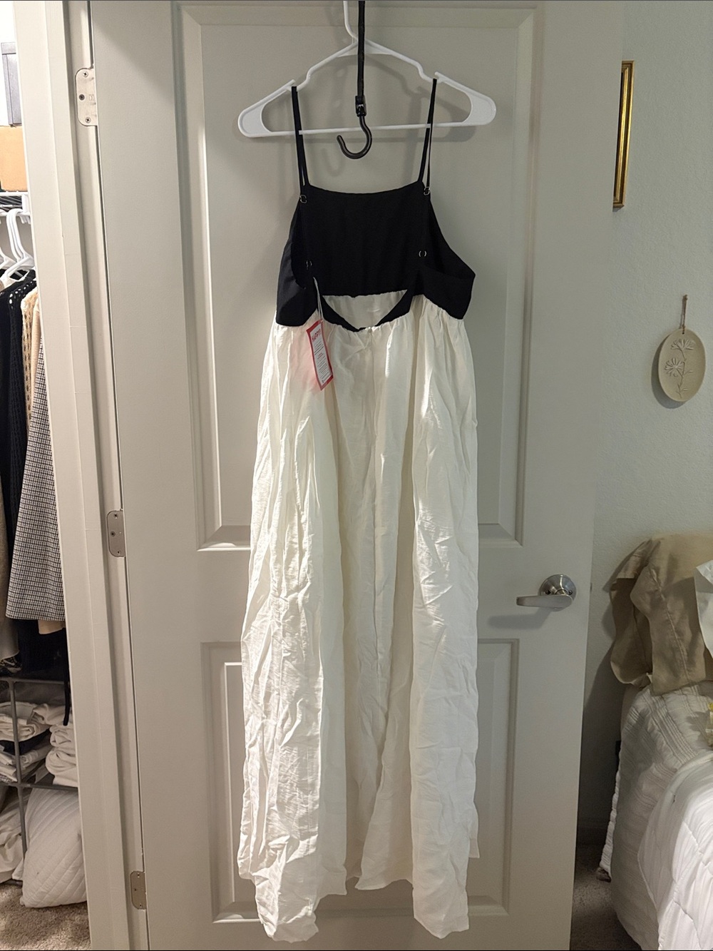 Black and White Spaghetti-Strap Maxi Dress - Picture 2 of 3